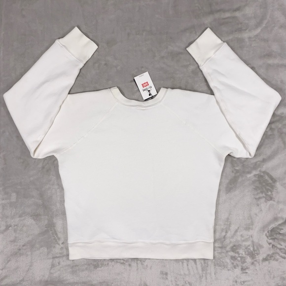 RE/DONE HANES Classic 100% Cotton Raglan Sweatshirt Pullover Top sz MEDIUM White - Picture 4 of 14